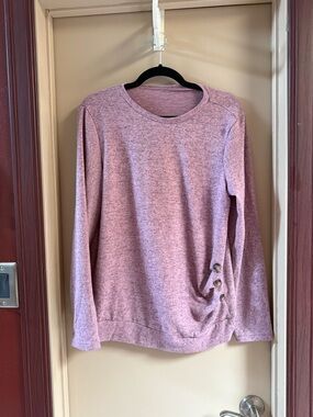 Women's Pink Crewneck Button-Accent Sweatshirt
